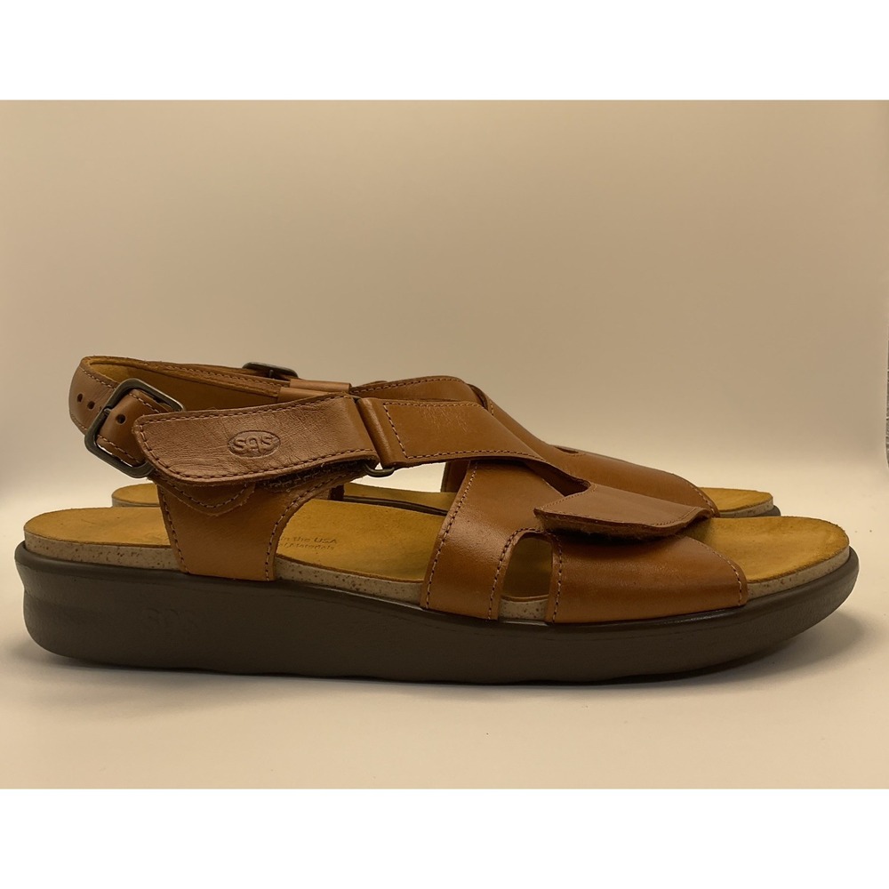 SAS Women's 9.5N Huggy Caramel Brown Adjustable Comfort Walking Sandals